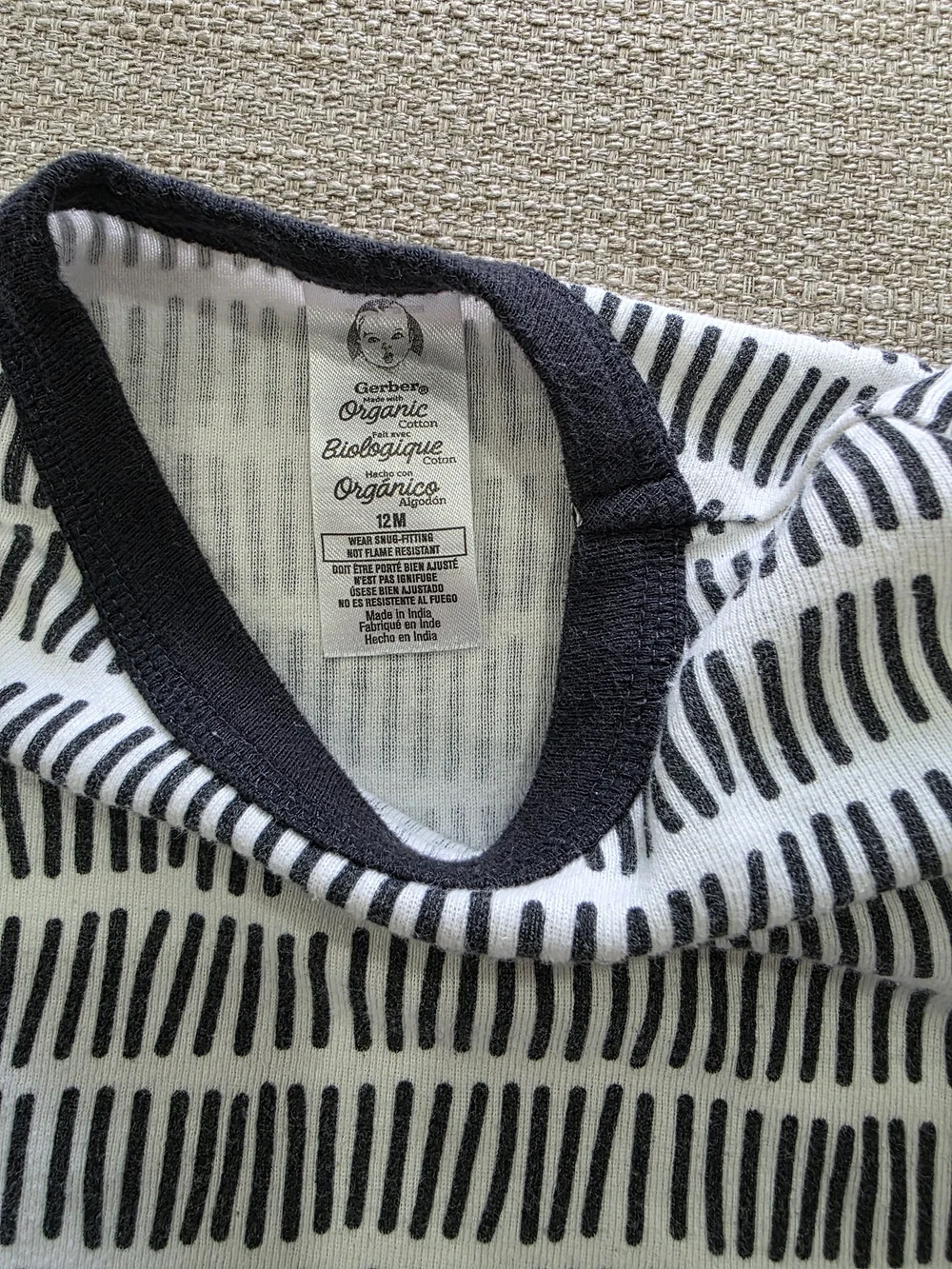 Gerber Black & White Stripe Kids Pajama Set